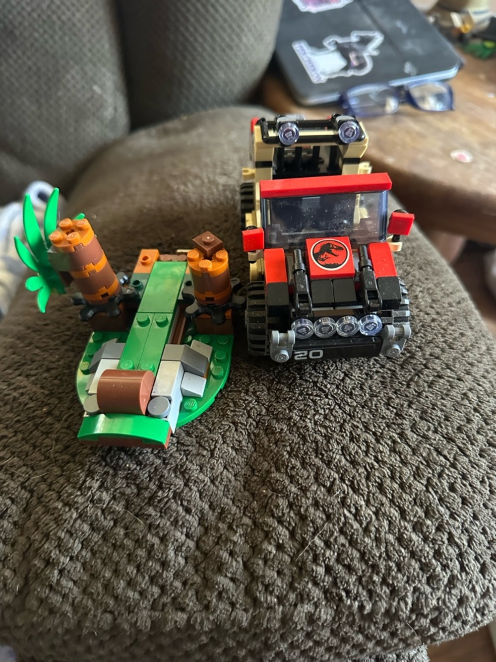 Lego Red and Black Off-Road Tractor with Green Island Build